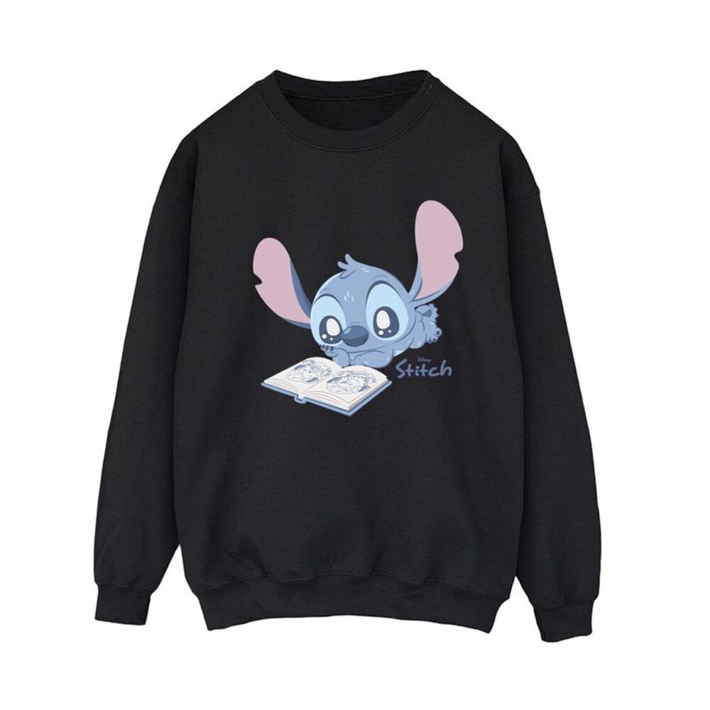 Lilo & Stitch Womens/Ladies Reading Lying Down Sweatshirt / Black
